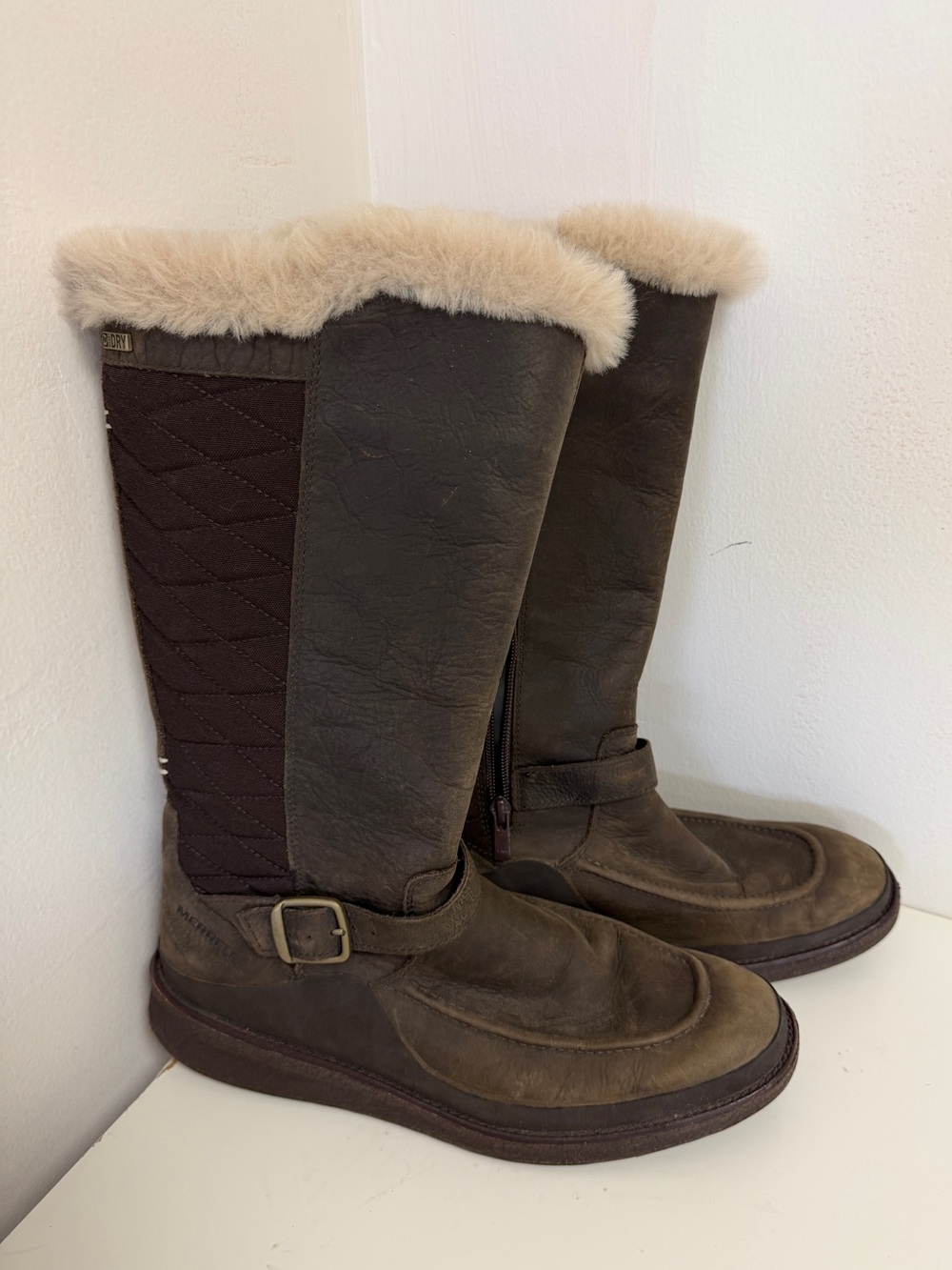Merrell M-Dry M-Warm Women’s Tall Winter Boots Brown Faux Fur Size 9
